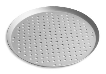 13" Perforated Press Cut Pizza Pan with Clear Coat Anodized Finish Vollrath PC13PCC | 12 Per Case