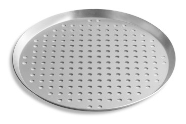 12" Perforated Press Cut Pizza Pan with Natural Finish Vollrath PC12PN | 12 Per Case