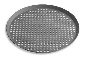 14" Extra Perforated Press Cut Pizza Pan with Hard Coat Anodized Finish Vollrath PC14XPHC | 12 Per Case