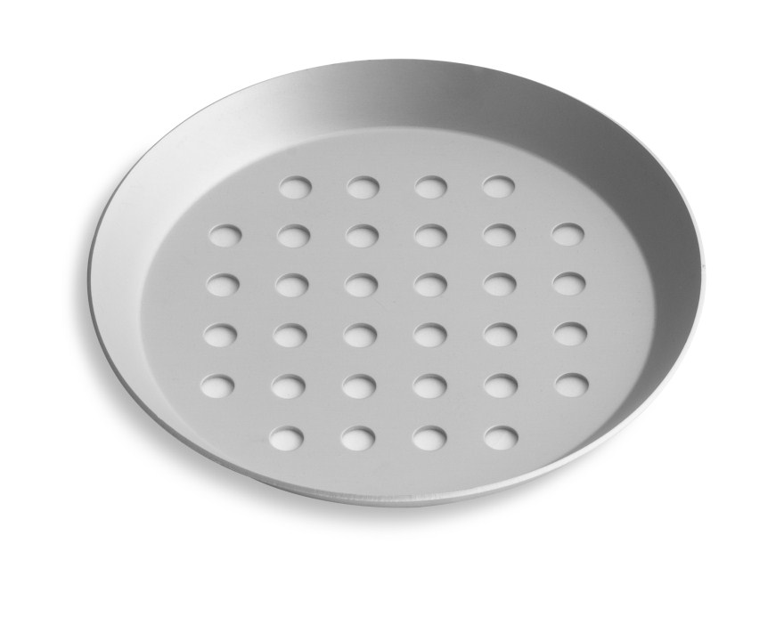 10" Perforated Press Cut Pizza Pan with Clear Coat Anodized Finish Vollrath PC10PCC | 12 Per Case