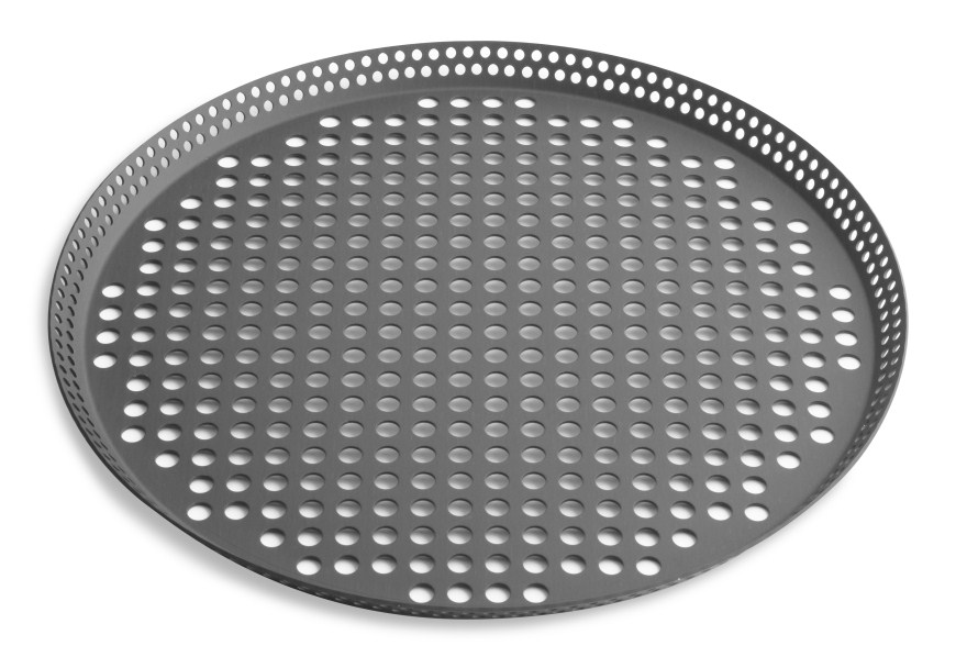 12" Fully Perforated Press Cut Pizza Pan with Hard Coat Anodized Finish Vollrath PC12FPHC | 12 Per Case